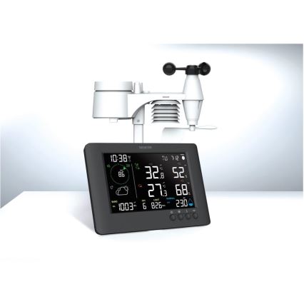 Sencor - Professioneel weerstation met kleuren-LCD-scherm en wekker 5V/1xCR2032 + 3xAA Wi-Fi