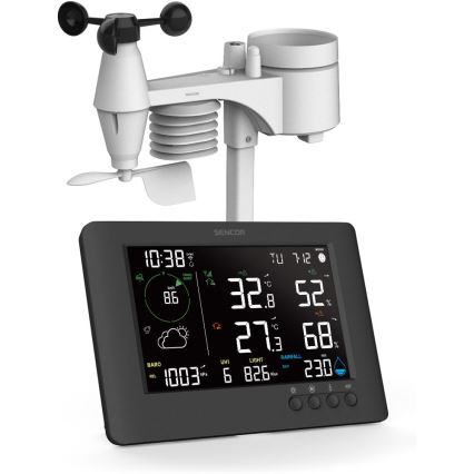Sencor - Professioneel weerstation met kleuren-LCD-scherm en wekker 5V/1xCR2032 + 3xAA Wi-Fi