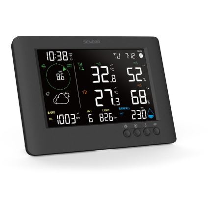 Sencor - Professioneel weerstation met kleuren-LCD-scherm en wekker 5V/1xCR2032 + 3xAA Wi-Fi