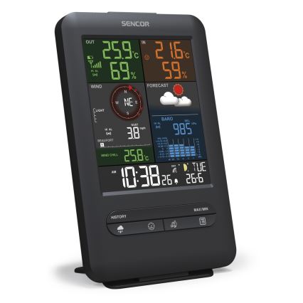 Sencor - Professioneel weerstation met LCD-scherm en wekker 1xCR2032 + 3xAA