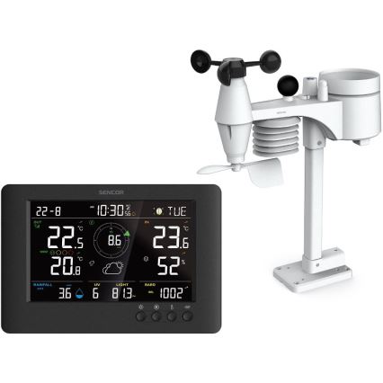 Sencor - Professioneel weerstation met kleurenscherm en wekker 5V/1xCR2032 + 3xAA
