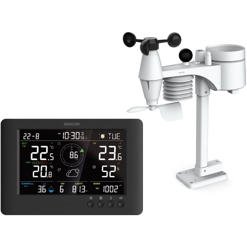 Sencor - Professioneel weerstation met kleurenscherm en wekker 5V/1xCR2032 + 3xAA