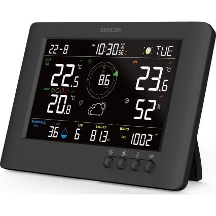 Sencor - Professioneel weerstation met kleurenscherm en wekker 5V/1xCR2032 + 3xAA