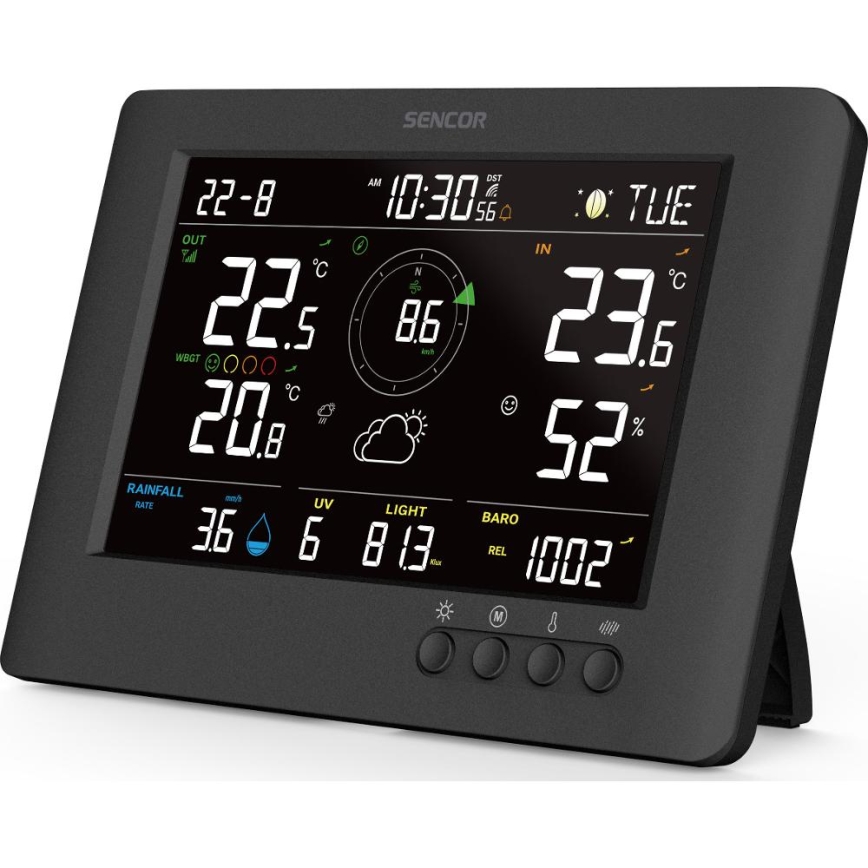 Sencor - Professioneel weerstation met kleurenscherm en wekker 5V/1xCR2032 + 3xAA