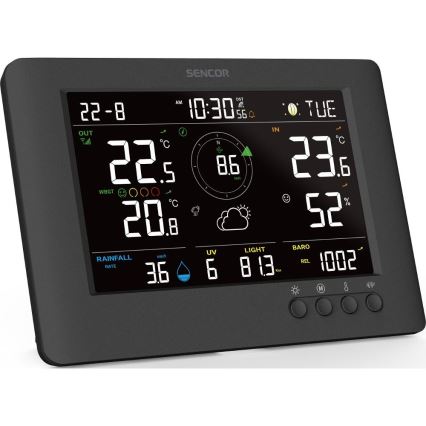 Sencor - Professioneel weerstation met kleurenscherm en wekker 5V/1xCR2032 + 3xAA
