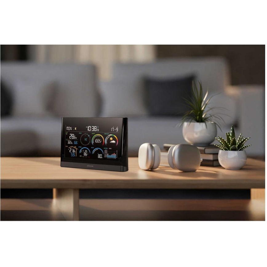 Sencor - Professioneel weerstation met kleurenscherm en wekker 5V/3xAAA + 3xAA