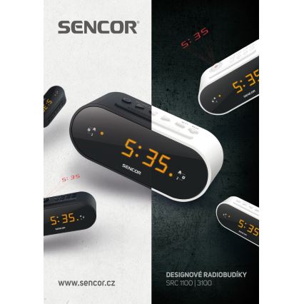 Sencor - Radiowekker met LED scherm en projector 5W/230V 1xCR2032 wit
