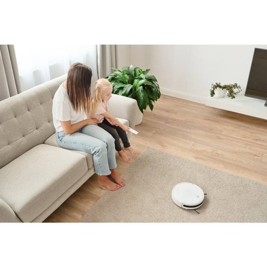 Sencor - Robotstofzuiger met een dweil 2in1 18W/1500 mAh wit + afstandsbediening