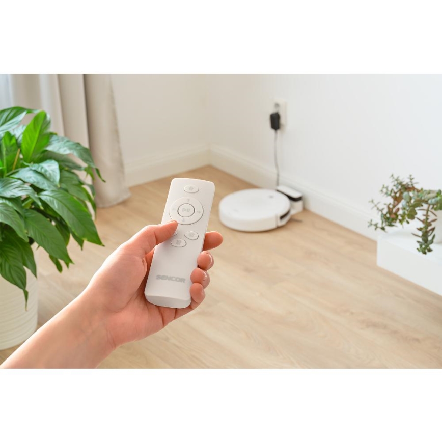 Sencor - Robotstofzuiger met een dweil 2in1 18W/1500 mAh wit + afstandsbediening