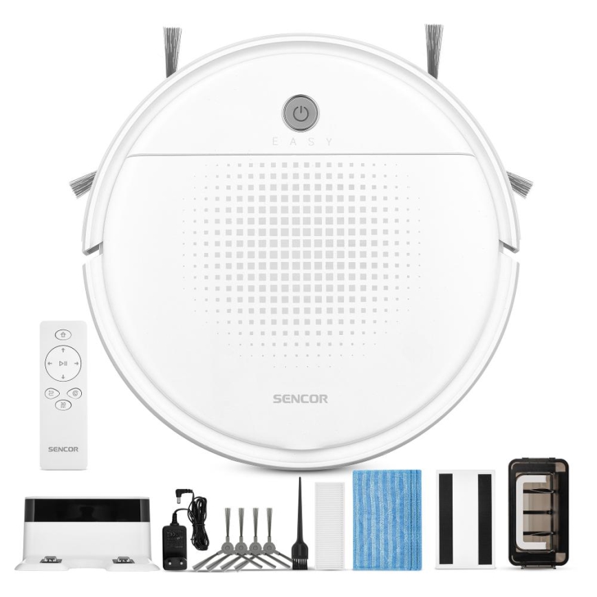 Sencor - Robotstofzuiger met een dweil 2in1 18W/1500 mAh wit + afstandsbediening