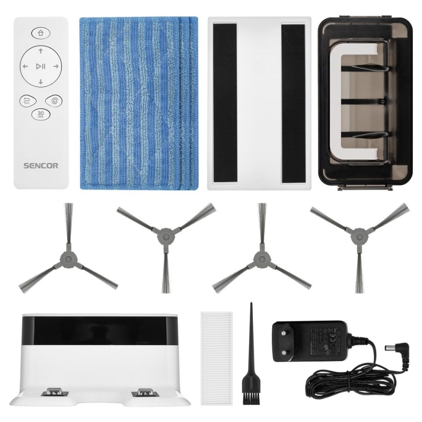 Sencor - Robotstofzuiger met een dweil 2in1 18W/1500 mAh wit + afstandsbediening