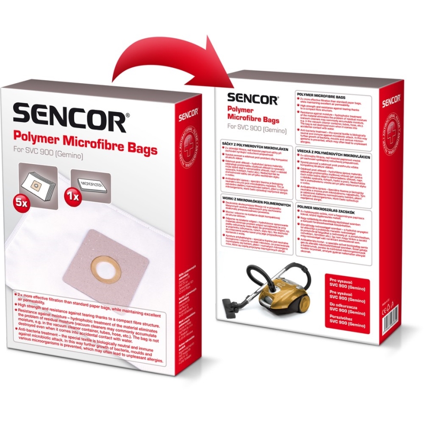 Sencor - SET van 5 zakken + 1 microfilter voor stofzuiger