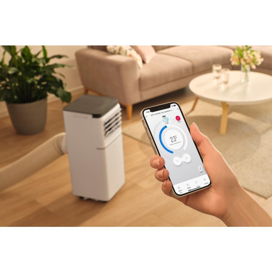 Sencor - Slimme mobiele airconditioner 3-in-1 inclusief compleet toebehoren 815 W/230 V 8000 BTU Wi-Fi wit + afstandsbediening