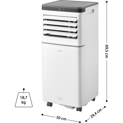 Sencor - Slimme mobiele airconditioner 3-in-1 inclusief compleet toebehoren 815 W/230 V 8000 BTU Wi-Fi wit + afstandsbediening