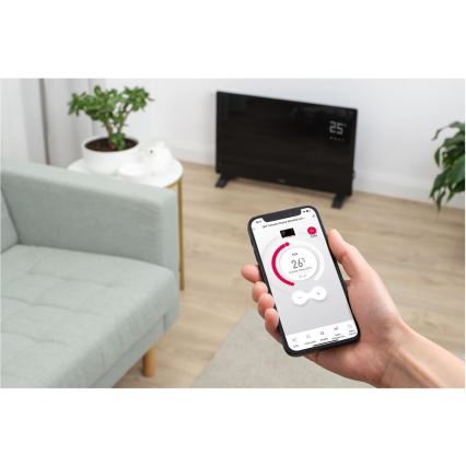 Sencor - Slimme elektrische directe kachel/convectorkachel 2000W/230V IP24 Wi-Fi zwart + afstandsbediening