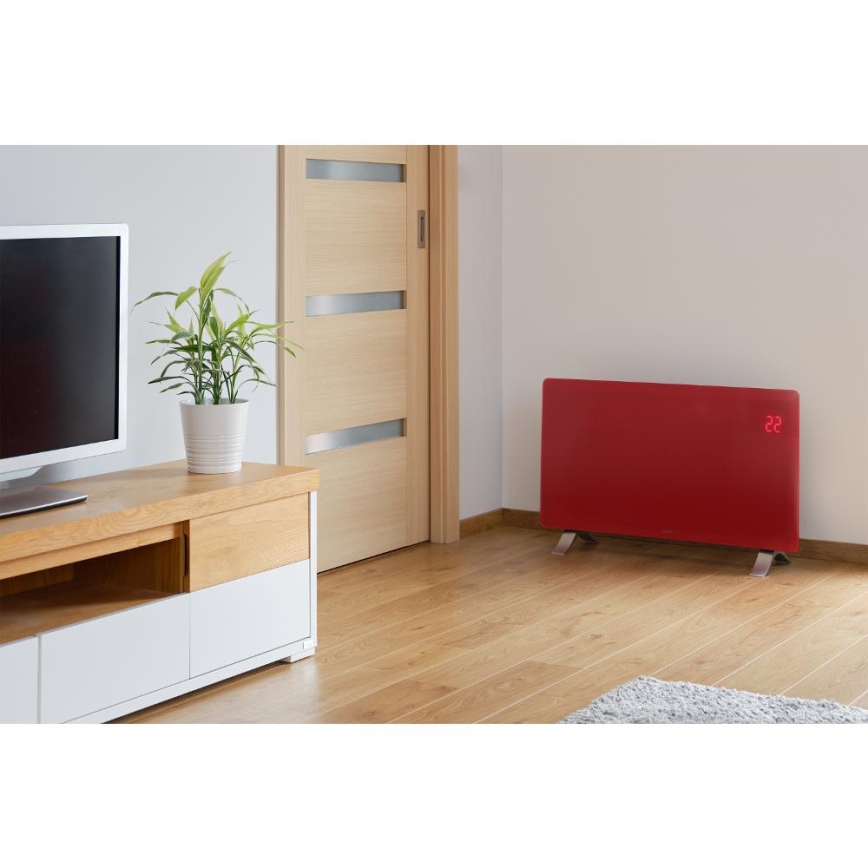 Sencor - Slimme elektrische convectorkachel/ruimteverwarmer 1200/2400W/230V IP24 Wi-Fi rood