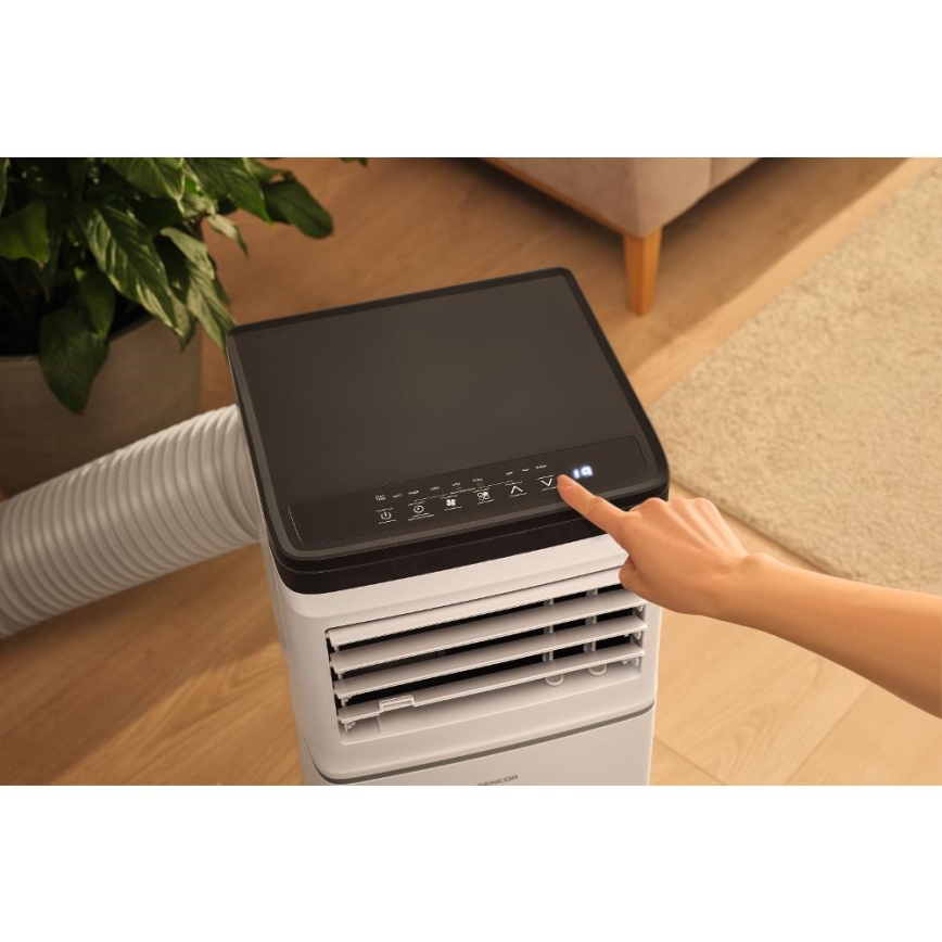 Sencor - Slimme mobiele airconditioner 3-in-1 inclusief compleet toebehoren 760W/230V 7000 BTU Wi-Fi wit + afstandsbediening
