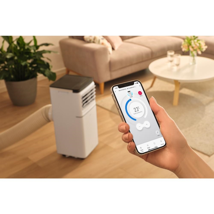 Sencor - Slimme mobiele airconditioner 3-in-1 inclusief compleet toebehoren 760W/230V 7000 BTU Wi-Fi wit + afstandsbediening