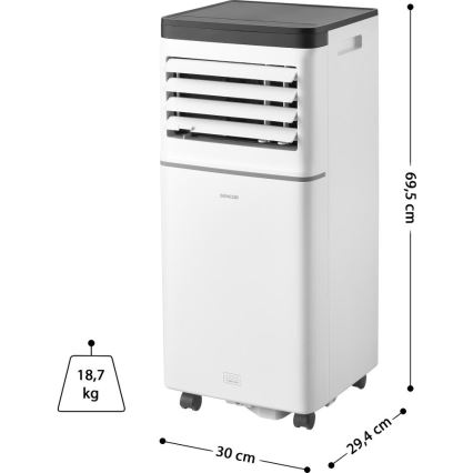 Sencor - Slimme mobiele airconditioner 3-in-1 inclusief compleet toebehoren 760W/230V 7000 BTU Wi-Fi wit + afstandsbediening