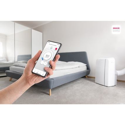 Sencor - Slimme mobiele airco 3in1 inclusief complete accessoires 1450W/230V 12000 BTU Wi-Fi wit + afstandsbediening