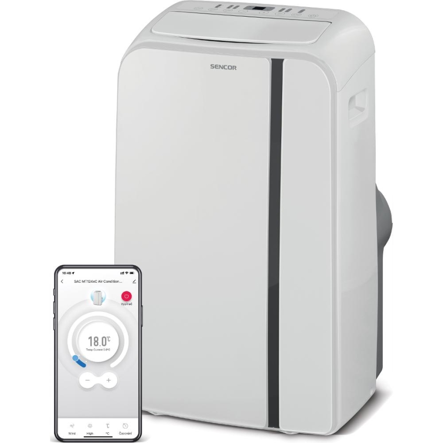 Sencor - Slimme mobiele airco 3in1 inclusief complete accessoires 1450W/230V 12000 BTU Wi-Fi wit + afstandsbediening