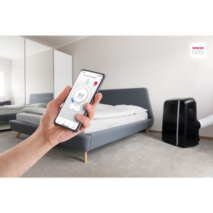 Sencor - Slimme mobiele airco 3in1 inclusief complete accessoires 1450W/230V 12000 BTU Wi-Fi zwart + afstandsbediening