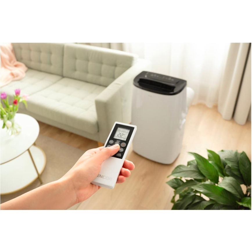 Sencor - Slimme mobiele airconditioner 4-in-1, inclusief complete accessoires, 1700W/230V 12000 BTU Wi-Fi wit + afstandsbediening