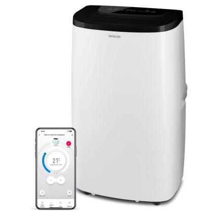 Sencor - Slimme mobiele airconditioner 4-in-1, inclusief complete accessoires, 1700W/230V 12000 BTU Wi-Fi wit + afstandsbediening