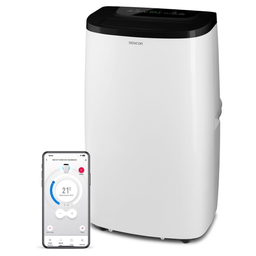 Sencor - Slimme mobiele airconditioner 4-in-1, inclusief complete accessoires, 1700W/230V 12000 BTU Wi-Fi wit + afstandsbediening
