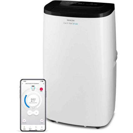 Sencor - Slimme mobiele airconditioner 4-in-1 inclusief complete accessoires 1750W/230V 18000 BTU Wi-Fi wit + afstandsbediening