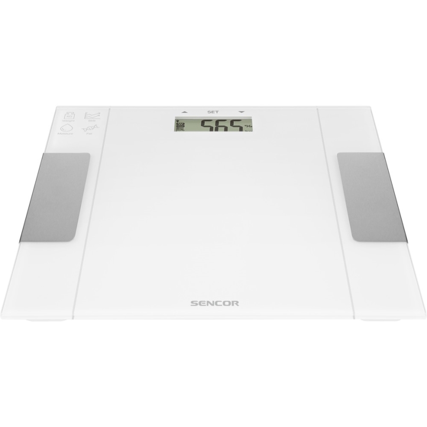 Sencor - Slimme persoonlijke fitnessweegschaal 1xCR2032 wit