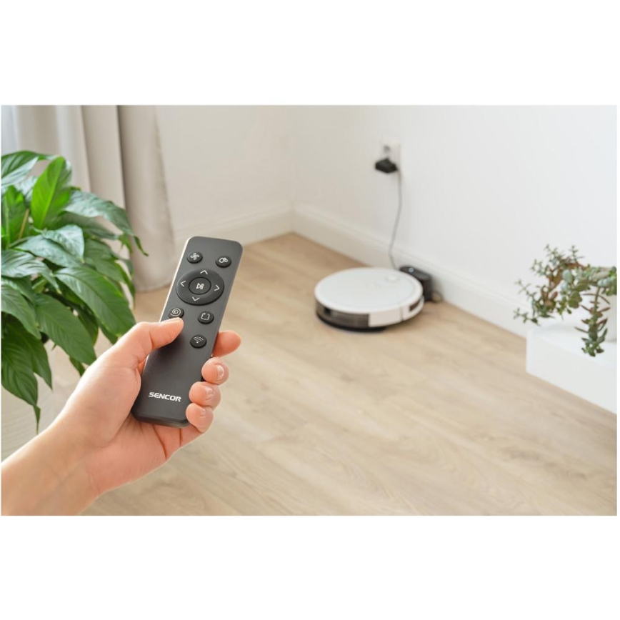 Sencor - Slimme robotstofzuiger met een dweil 2in1 28W/2600 mAh Wi-Fi wit + afstandsbediening