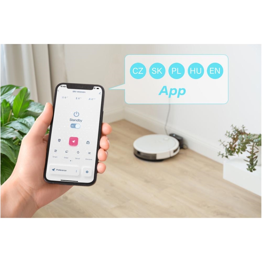 Sencor - Slimme robotstofzuiger met een dweil 2in1 28W/2600 mAh Wi-Fi wit + afstandsbediening