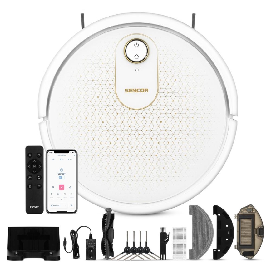 Sencor - Slimme robotstofzuiger met een dweil 2in1 28W/2600 mAh Wi-Fi wit + afstandsbediening