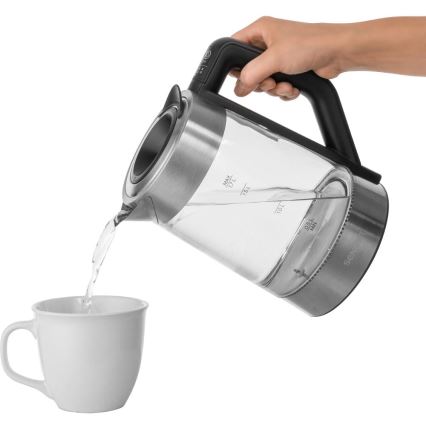 Sencor - Snelle waterkoker met temperatuurregeling 1,7 l 2200W/230V mat chroom/zwart