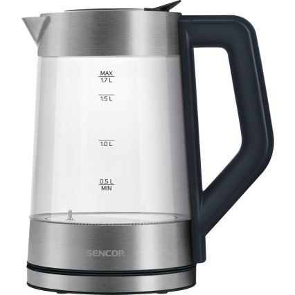 Sencor - Snelle waterkoker met temperatuurregeling 1,7 l 2200W/230V mat chroom/zwart