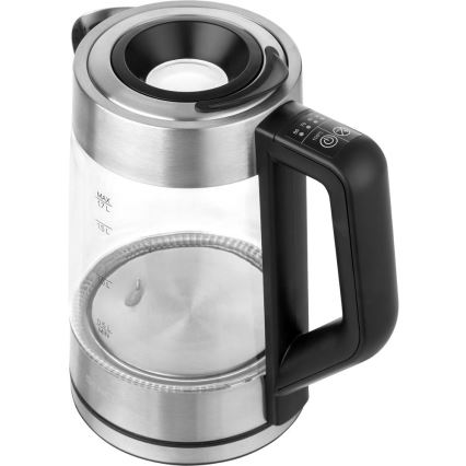 Sencor - Snelle waterkoker met temperatuurregeling 1,7 l 2200W/230V mat chroom/zwart