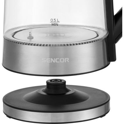 Sencor - Snelle waterkoker met temperatuurregeling 1,7 l 2200W/230V mat chroom/zwart