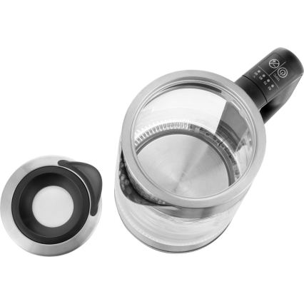 Sencor - Snelle waterkoker met temperatuurregeling 1,7 l 2200W/230V mat chroom/zwart