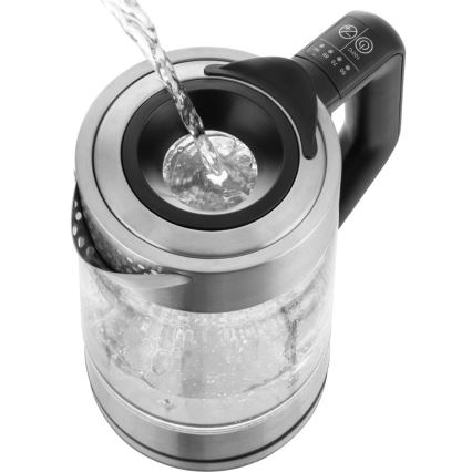 Sencor - Snelle waterkoker met temperatuurregeling 1,7 l 2200W/230V mat chroom/zwart