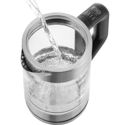 Sencor - Snelle waterkoker met temperatuurregeling 1,7 l 2200W/230V mat chroom/zwart