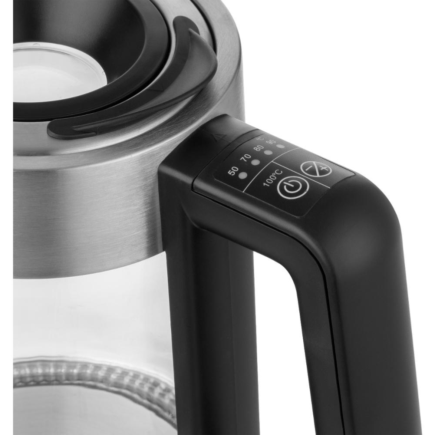 Sencor - Snelle waterkoker met temperatuurregeling 1,7 l 2200W/230V mat chroom/zwart