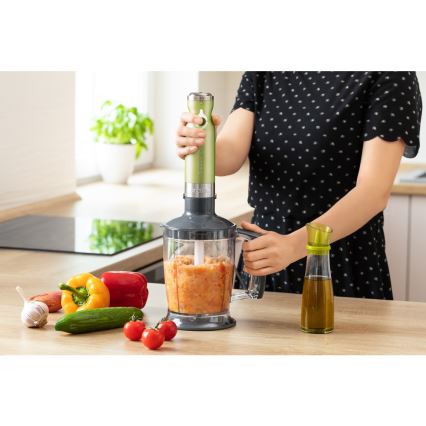 Sencor - Staafmixer 4in1 1200W/230V roestvrij staal/groen