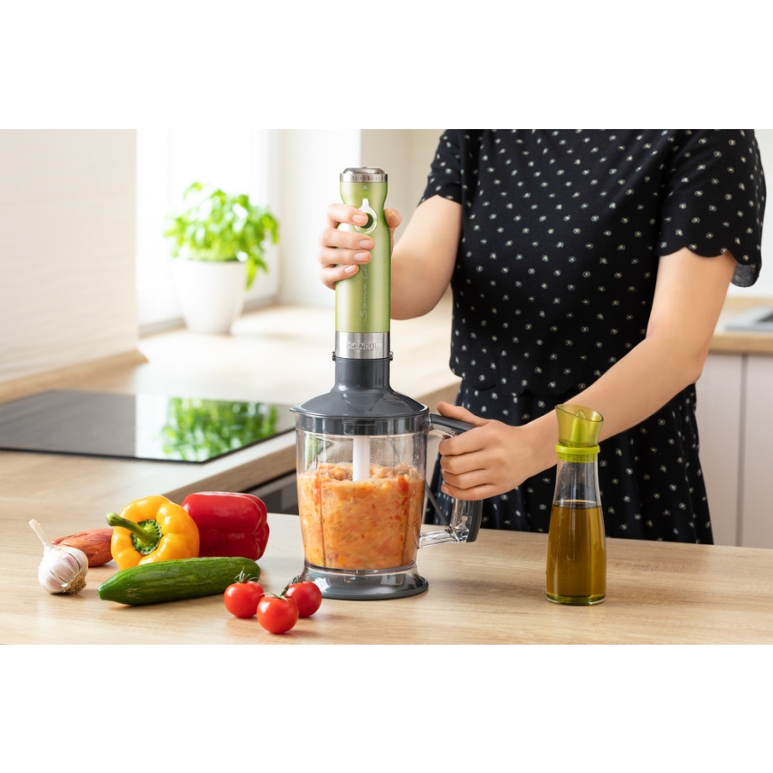 Sencor - Staafmixer 4in1 1200W/230V roestvrij staal/groen