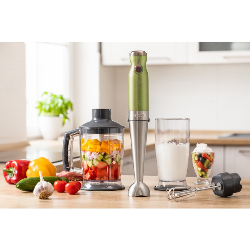 Sencor - Staafmixer 4in1 1200W/230V roestvrij staal/groen