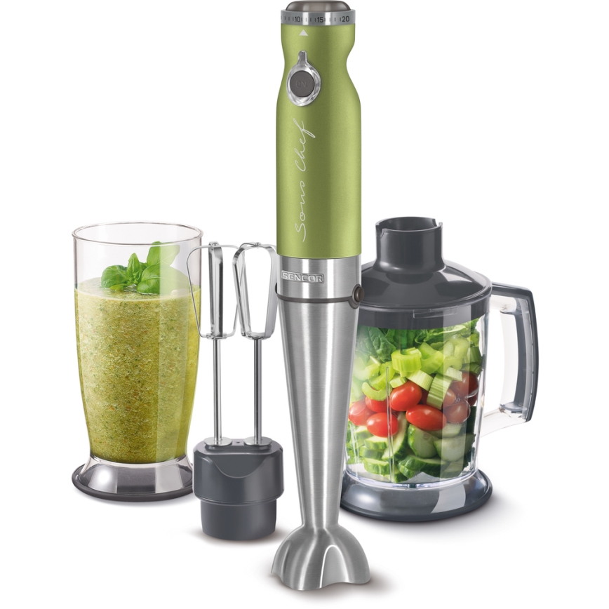 Sencor - Staafmixer 4in1 1200W/230V roestvrij staal/groen