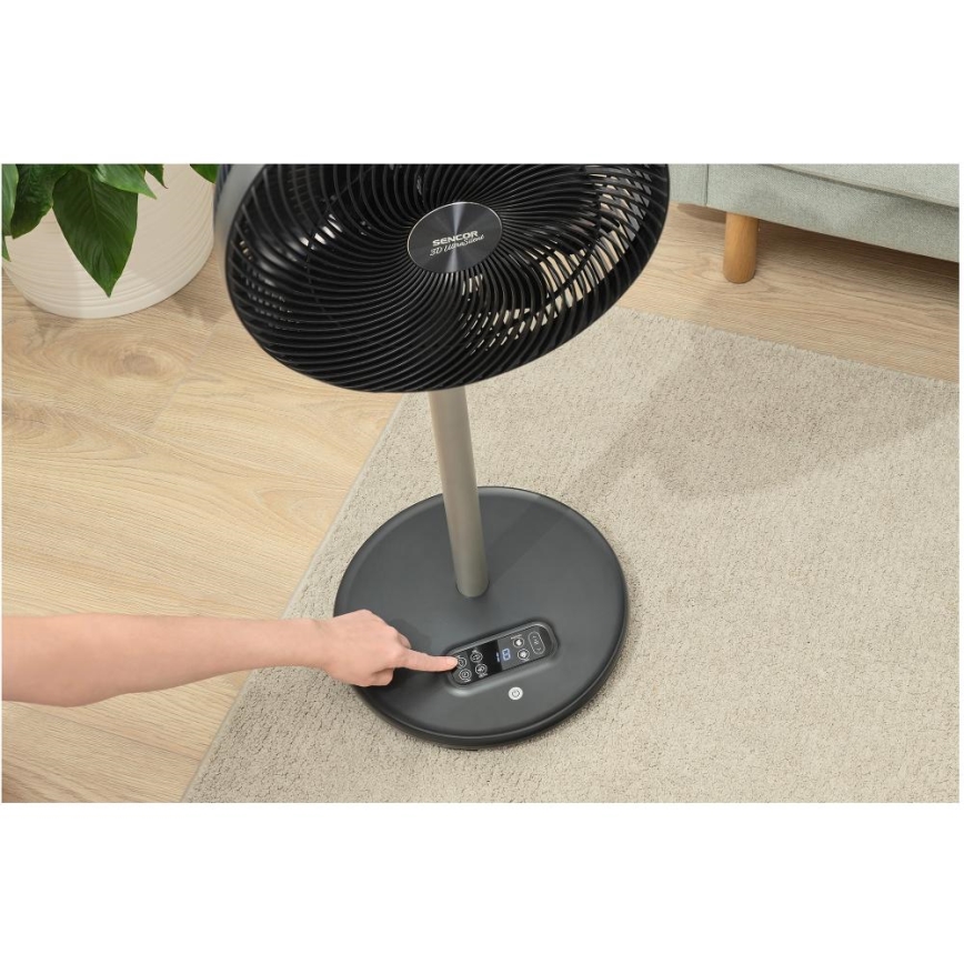 Sencor - Staande ventilator 3D UltraSilent 26W/230V Wi-Fi zwart + afstandsbediening