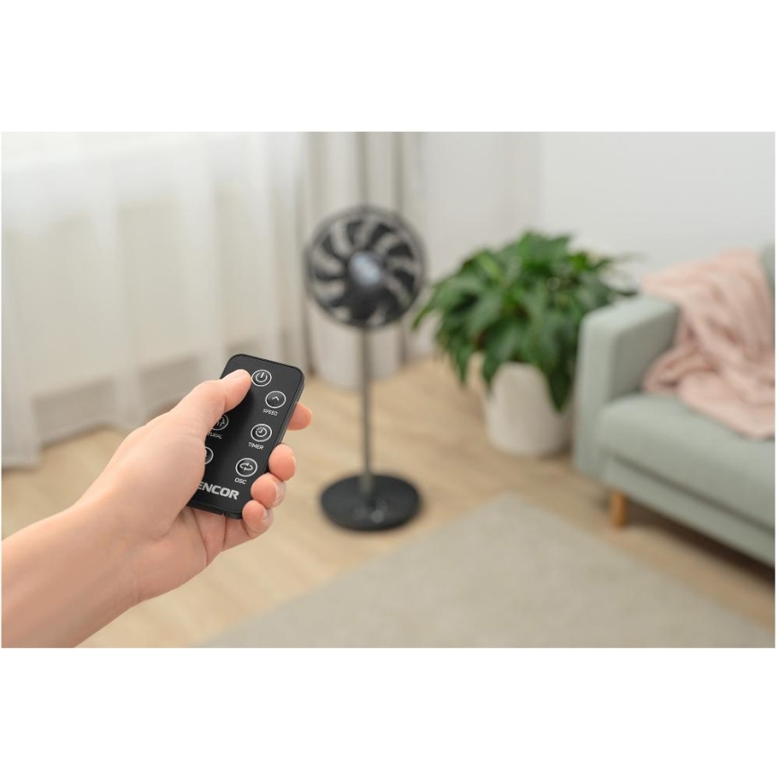 Sencor - Staande ventilator 3D UltraSilent 26W/230V Wi-Fi zwart + afstandsbediening