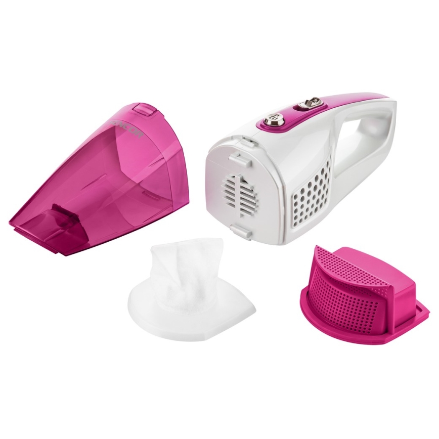 Sencor - Steelstofzuiger met met elektrische roterende borstel 2in1 70W/12V 1800 mAh wit/pink