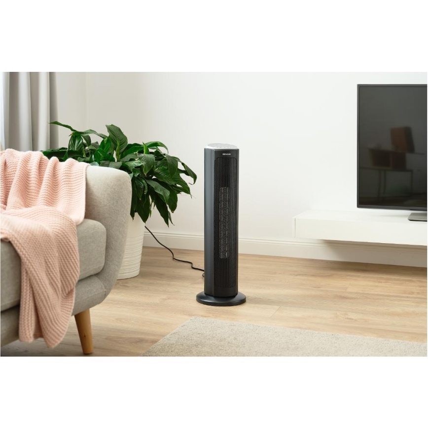 Sencor - Ventilator met keramisch verwarmingselement 1300/2200W/230V, zwart + afstandsbediening